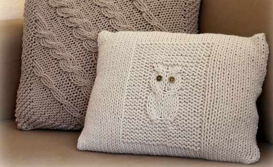 Coussin tricot hibou La petite vie de So