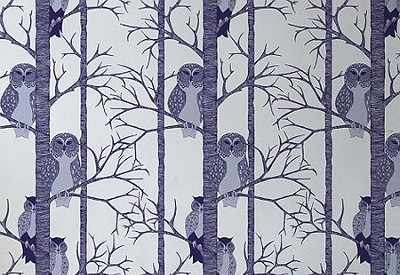 Papier peint chouettes bleu prune -The Owls plum- TapetenAgentur