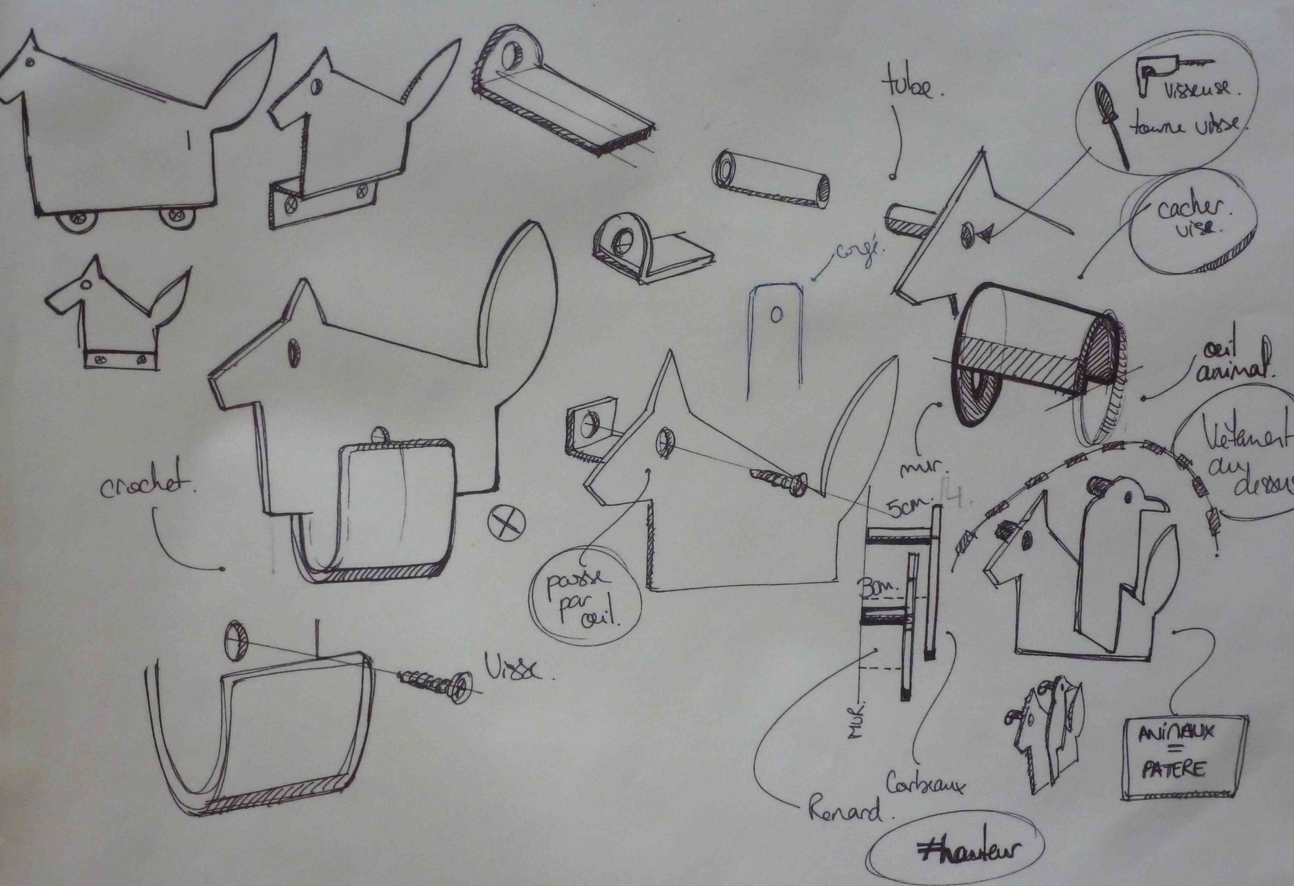 Croquis patere de La Fontaine Piks Design 2013