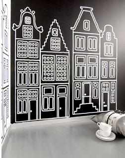 sticker maison Amsterdam noir-blanc ZuuZ Wall Design