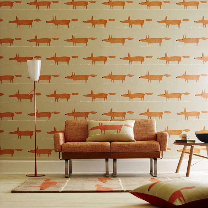 Deco-orange-renard-What-does-the-Fox-say-Papier-peint-des-annees-70
