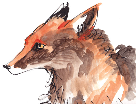 renard en colere Katieillustration Etsy