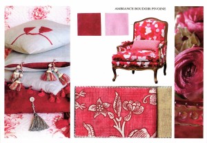 Planche ambiance boudoir pivoine