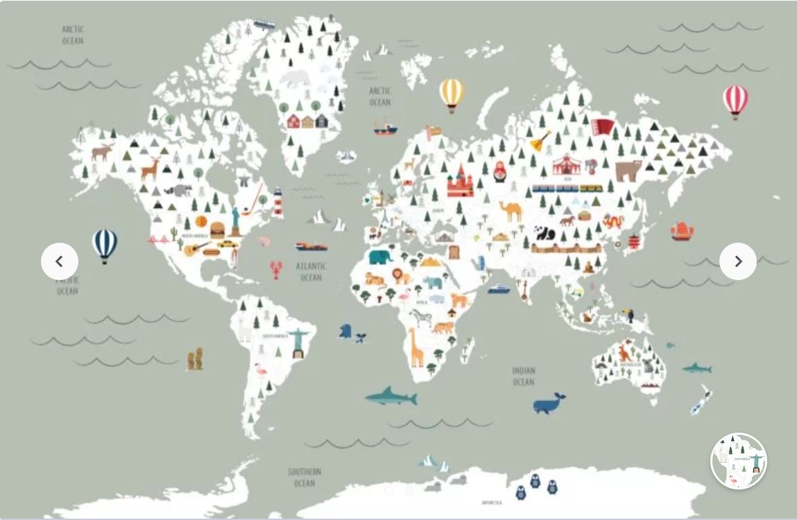Map monde pour chambre d'enfant